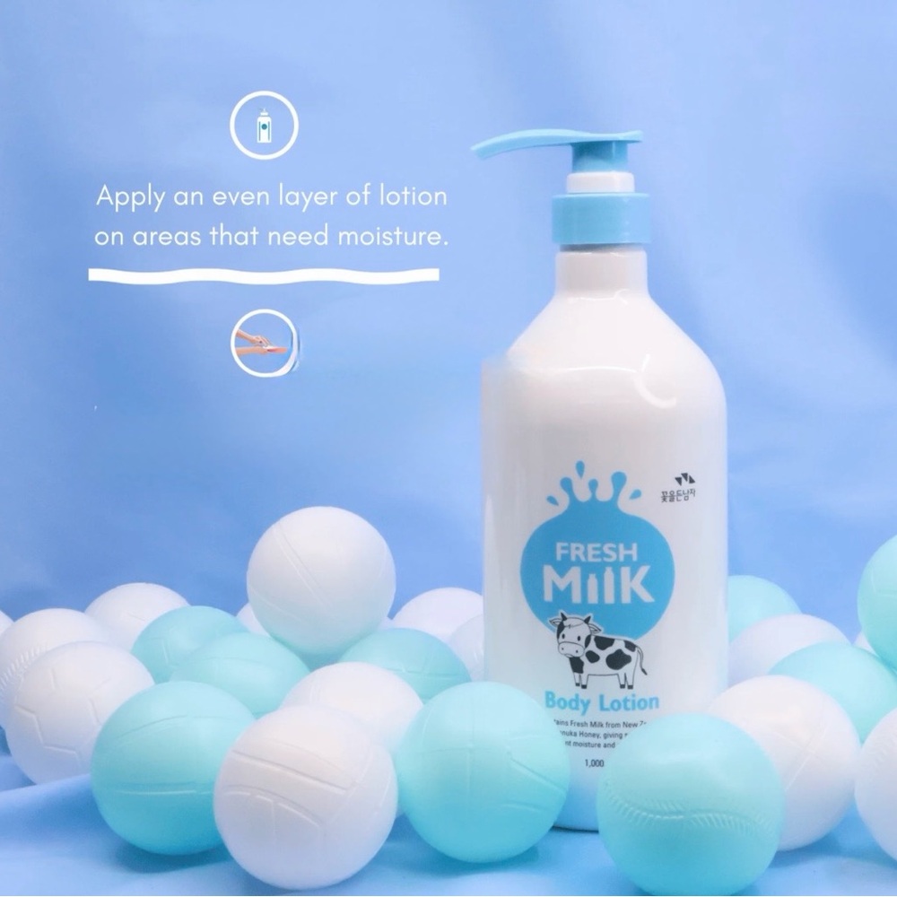 Flor De Man Fresh Milk Body Lotion, made in Korea,with dispenser (1000ml) New